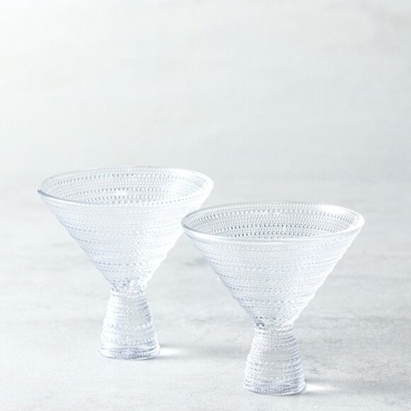 Fortessa Jupiter Beaded Hobnail Clear Martini Glass, Set of 2, New Year Party - Picture 3 of 6